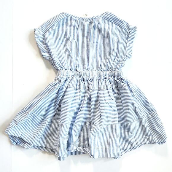 J.Crew Crewcuts Girls Cotton Blue Striped Drawstring Dress Size 4 - Picture 2 of 7